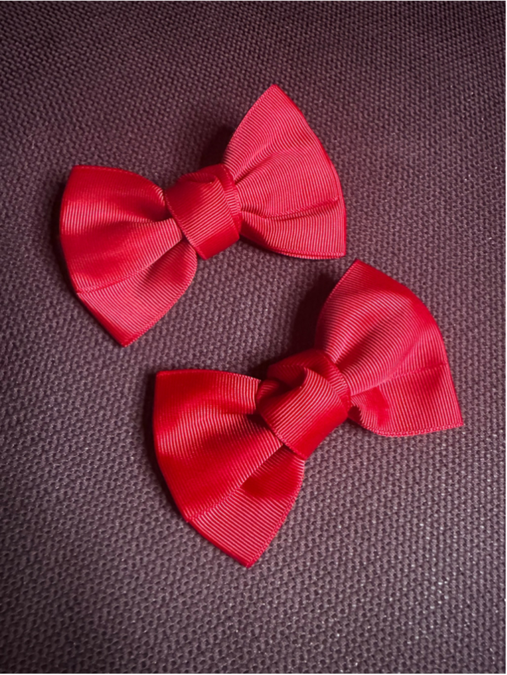Red Grosgrain Shoe Clip-On Bows - Pair